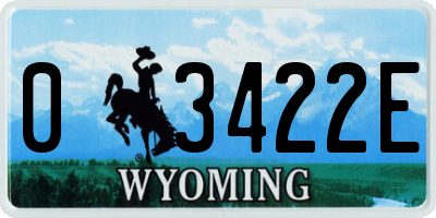 WY license plate 03422E