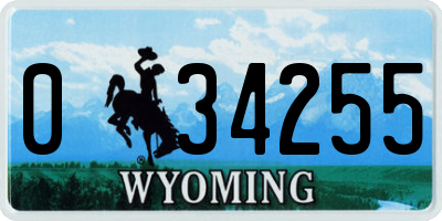 WY license plate 034255