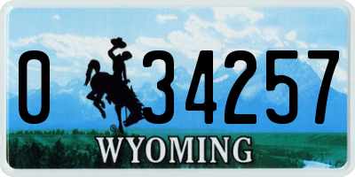 WY license plate 034257
