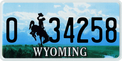 WY license plate 034258