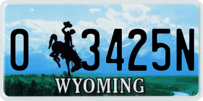 WY license plate 03425N