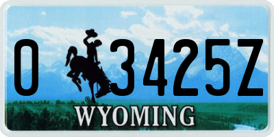 WY license plate 03425Z