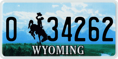 WY license plate 034262