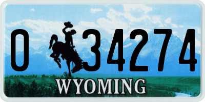 WY license plate 034274