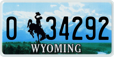 WY license plate 034292