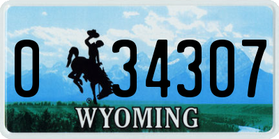 WY license plate 034307