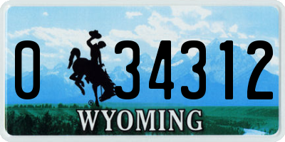 WY license plate 034312