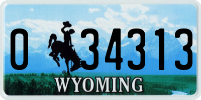 WY license plate 034313