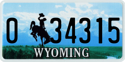 WY license plate 034315