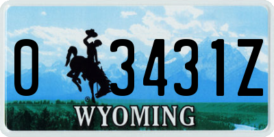 WY license plate 03431Z