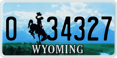 WY license plate 034327