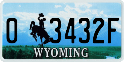 WY license plate 03432F