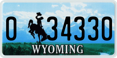 WY license plate 034330