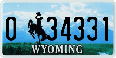 WY license plate 034331