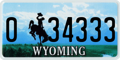 WY license plate 034333