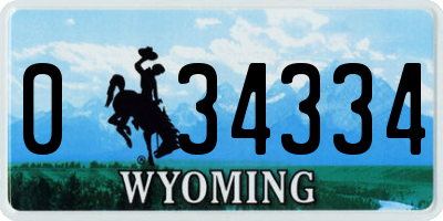 WY license plate 034334
