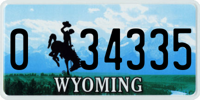 WY license plate 034335