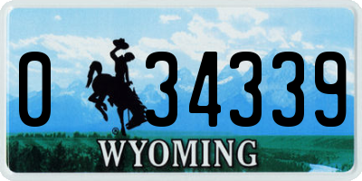 WY license plate 034339