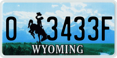 WY license plate 03433F