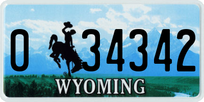 WY license plate 034342