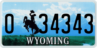 WY license plate 034343