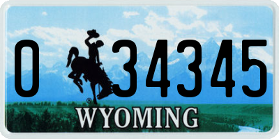 WY license plate 034345