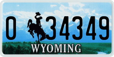 WY license plate 034349