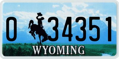 WY license plate 034351