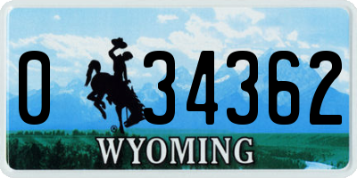 WY license plate 034362