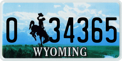 WY license plate 034365