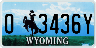 WY license plate 03436Y