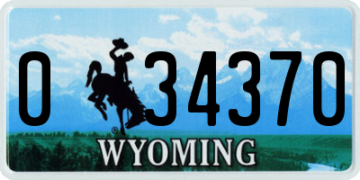 WY license plate 034370