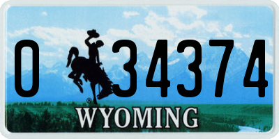 WY license plate 034374