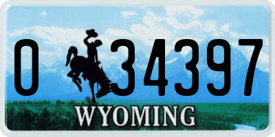 WY license plate 034397