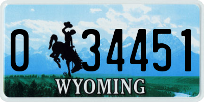 WY license plate 034451
