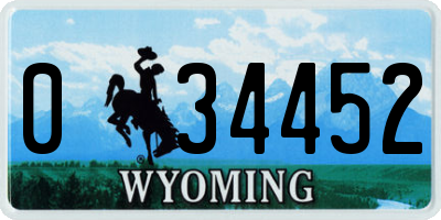 WY license plate 034452