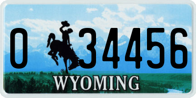 WY license plate 034456