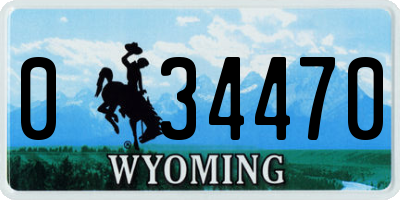 WY license plate 034470