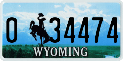 WY license plate 034474
