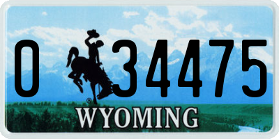 WY license plate 034475