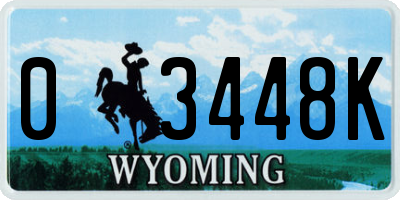 WY license plate 03448K