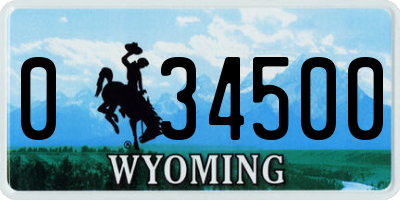 WY license plate 034500
