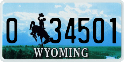 WY license plate 034501