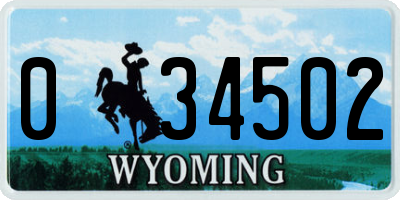 WY license plate 034502