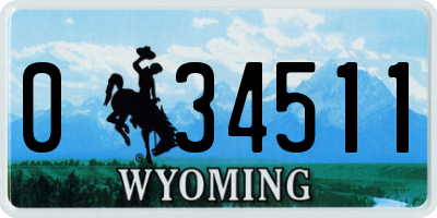 WY license plate 034511