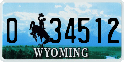 WY license plate 034512