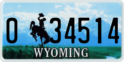 WY license plate 034514
