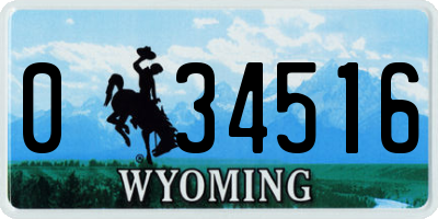 WY license plate 034516