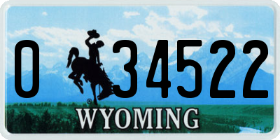 WY license plate 034522