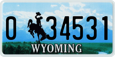 WY license plate 034531